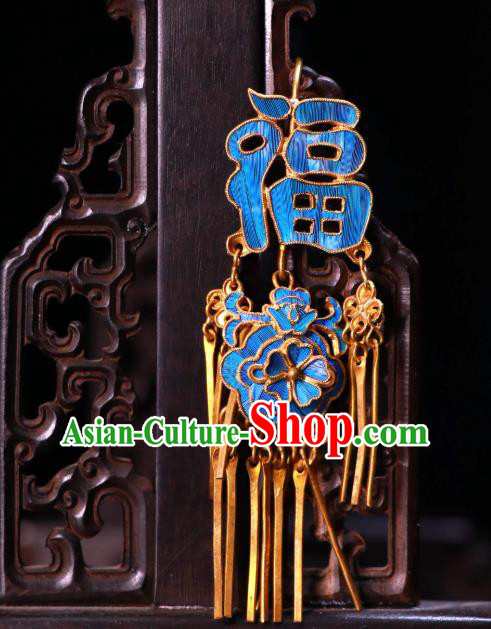 Chinese Classical Cloisonne Earrings Jewelry Ancient Qing Dynasty Court Woman Ear Accessories