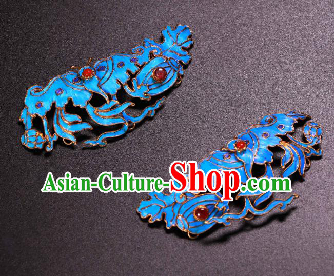 China Traditional Handmade Garnet Hair Stick Ancient Qing Dynasty Empress Butterfly Hairpin