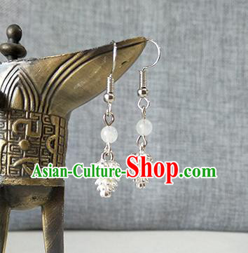 Chinese Ming Dynasty Swordswoman Ear Accessories Ancient Young Lady Argent Earrings