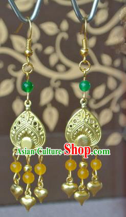 Chinese Tang Dynasty Princess Gaoyang Ear Accessories Ancient Palace Lady Golden Earrings