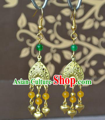 Chinese Tang Dynasty Princess Gaoyang Ear Accessories Ancient Palace Lady Golden Earrings