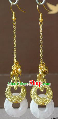 Chinese Tang Dynasty Palace Lady Ear Accessories Ancient Princess Helan Minyue Quartz Earrings