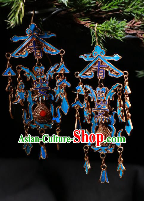 Chinese Classical Cheongsam Jewelry Ancient Qing Dynasty Ear Accessories Filigree Earrings