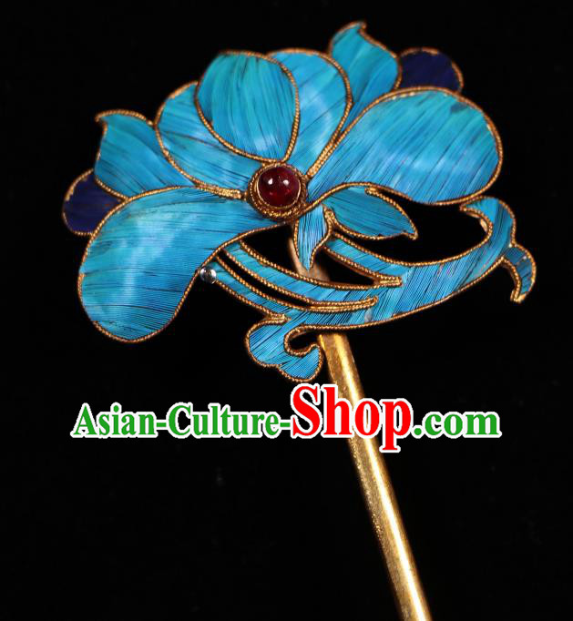 China Handmade Qing Dynasty Queen Ruby Hairpin Ancient Imperial Empress Hair Clip