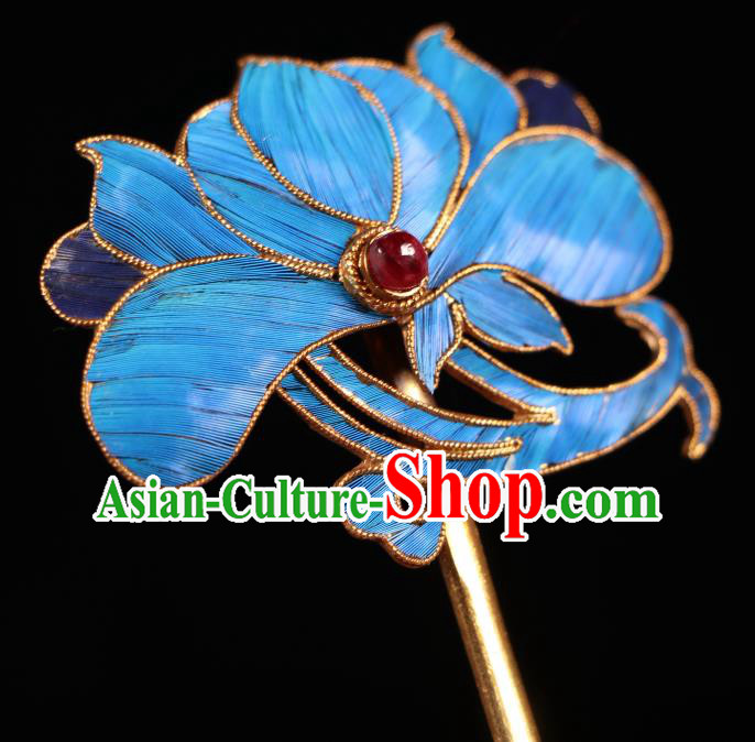 China Handmade Qing Dynasty Queen Ruby Hairpin Ancient Imperial Empress Hair Clip