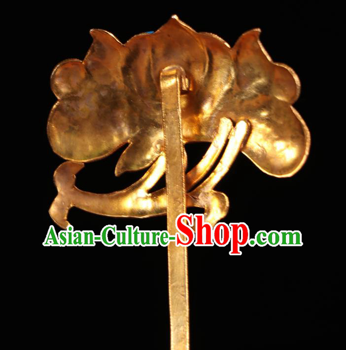 China Handmade Qing Dynasty Queen Ruby Hairpin Ancient Imperial Empress Hair Clip
