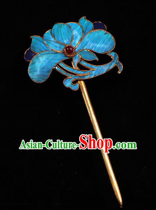 China Handmade Qing Dynasty Queen Ruby Hairpin Ancient Imperial Empress Hair Clip