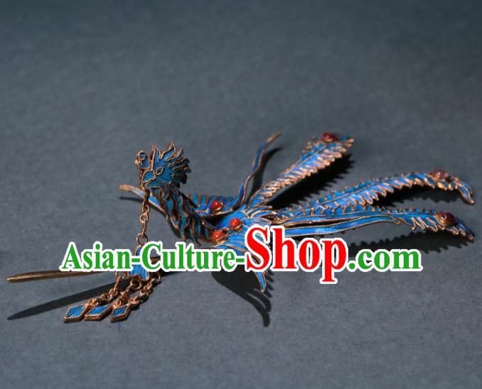 China Traditional Hair Jewelry Handmade Qing Dynasty Queen Hairpin Ancient Empress Phoenix Tassel Hair Stick