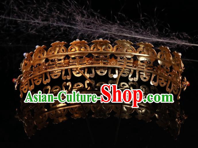 China Handmade Ming Dynasty Queen Pearls Hairpin Ancient Imperial Empress Blueing Phoenix Hair Crown