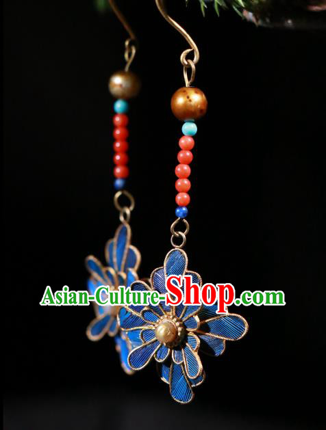 Chinese Classical Cheongsam Earrings Jewelry Ancient Qing Dynasty Court Ear Accessories