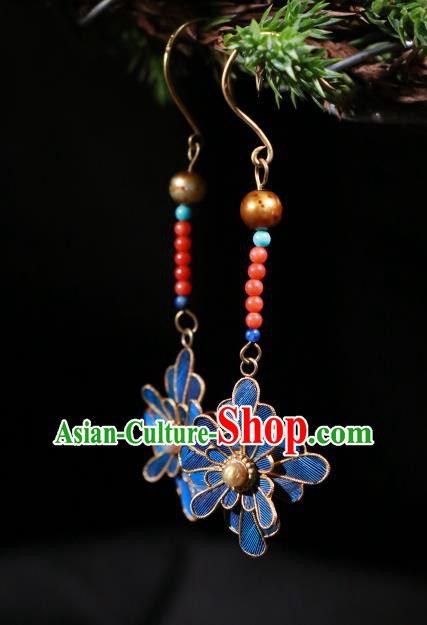 Chinese Classical Cheongsam Earrings Jewelry Ancient Qing Dynasty Court Ear Accessories