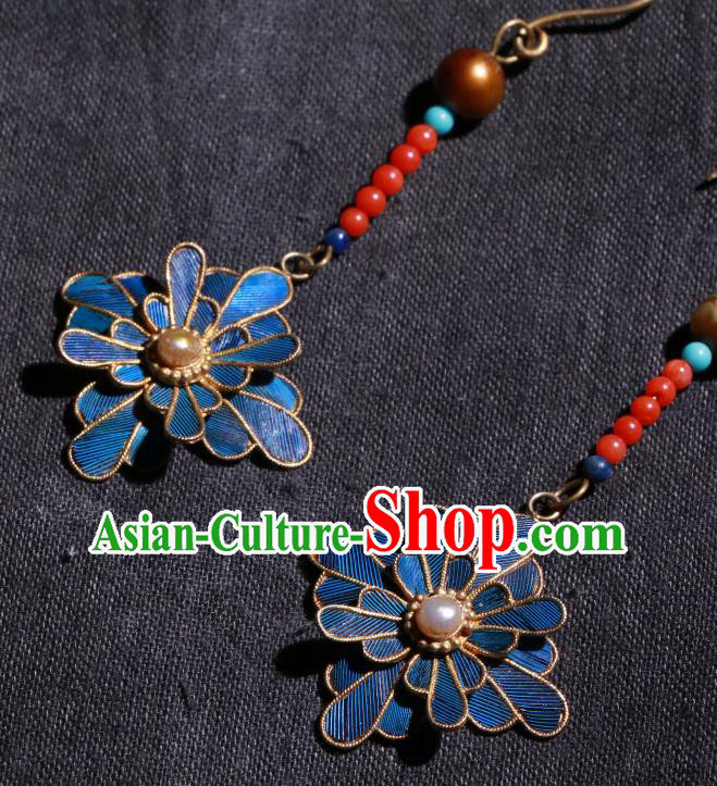 Chinese Classical Cheongsam Earrings Jewelry Ancient Qing Dynasty Court Ear Accessories