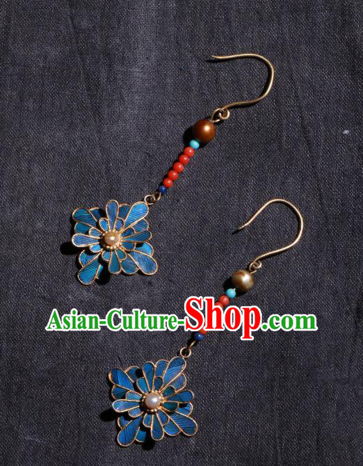 Chinese Classical Cheongsam Earrings Jewelry Ancient Qing Dynasty Court Ear Accessories
