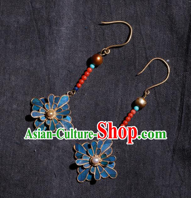 Chinese Classical Cheongsam Earrings Jewelry Ancient Qing Dynasty Court Ear Accessories