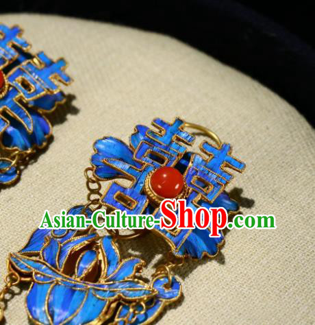 Chinese Qing Dynasty Wedding Ear Accessories Classical Jewelry Ancient Empress Cloisonne Earrings