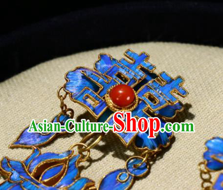 Chinese Qing Dynasty Wedding Ear Accessories Classical Jewelry Ancient Empress Cloisonne Earrings