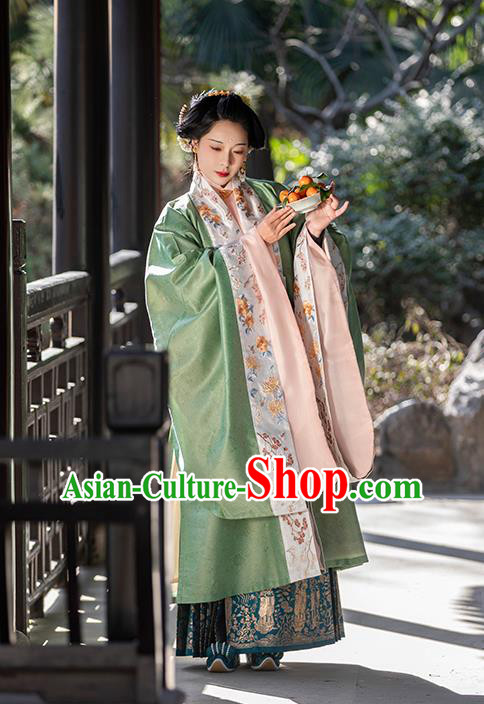 China Ancient Noble Female Embroidered Costumes Ming Dynasty Patrician Countess Historical Clothing Complete Set