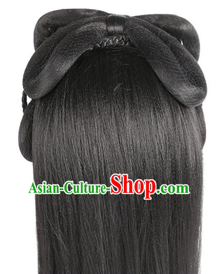 Handmade Chinese Ancient Young Beauty Wig Sheath Headwear Traditional Ming Dynasty Princess Wigs Chignon