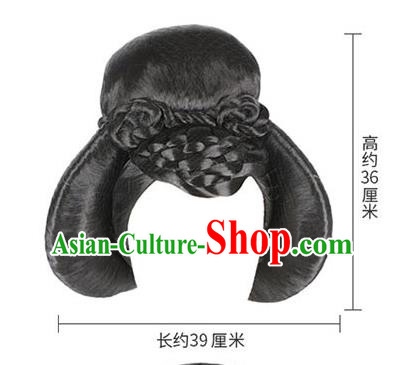 Handmade Chinese Ancient Court Maid Wig Sheath Traditional Tang Dynasty Beauty Wigs Chignon Headpiece
