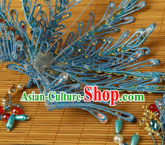 China Traditional Beijing Opera Hair Crown Ancient Queen Hair Jewelry Tassel Phoenix Hairpin