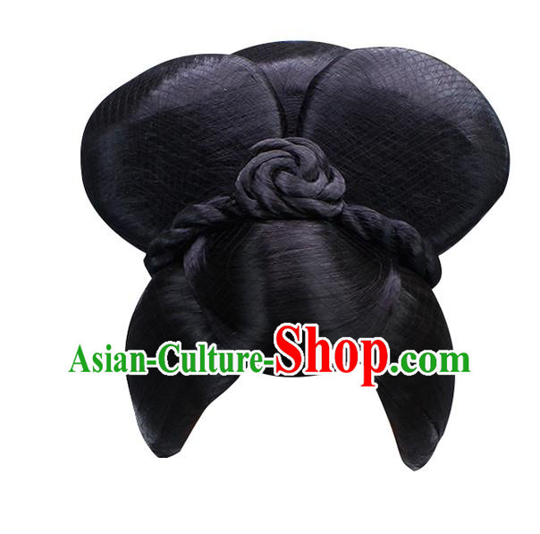 Chinese Ancient Palace Lady Wig Sheath Traditional Ming Dynasty Imperial Consort Wigs Chignon Headwear