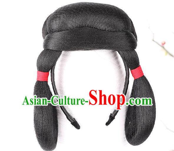 Chinese Ancient Servant Girl Wig Sheath Traditional Tang Dynasty Palace Lady Wigs Chignon Hair Clasp
