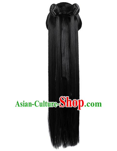 Chinese Ancient Goddess Bai Fengjiu Wig Sheath Traditional Antiquity Fairy Princess Wigs Chignon