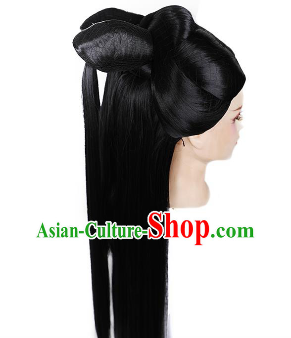 Chinese Ancient Goddess Bai Fengjiu Wig Sheath Traditional Antiquity Fairy Princess Wigs Chignon