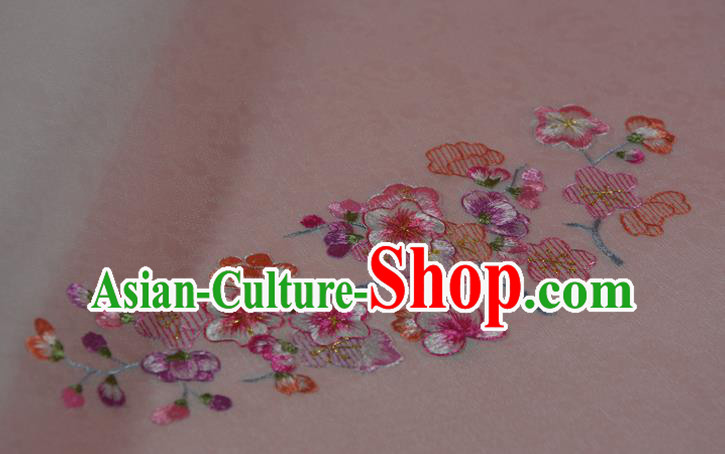 Chinese Suzhou Embroidered Plum Blossom Silk Traditional Hanfu White Silk Fabric