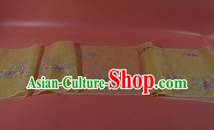 Chinese Embroidered Silk Material Traditional Hanfu Dress Light Yellow Silk Fabric