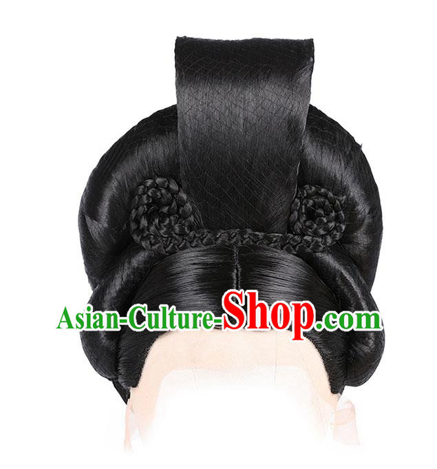 Chinese Ancient Imperial Consort Wig Sheath Traditional Tang Dynasty Court Woman Wigs Chignon Headdress