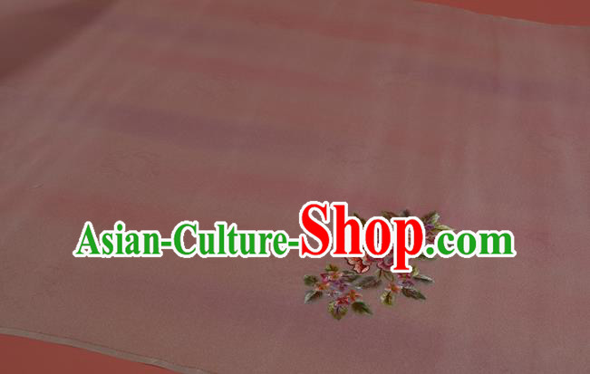 Chinese Classical Flowers Pattern Silk Material Traditional Hanfu Dress Embroidered White Silk Fabric