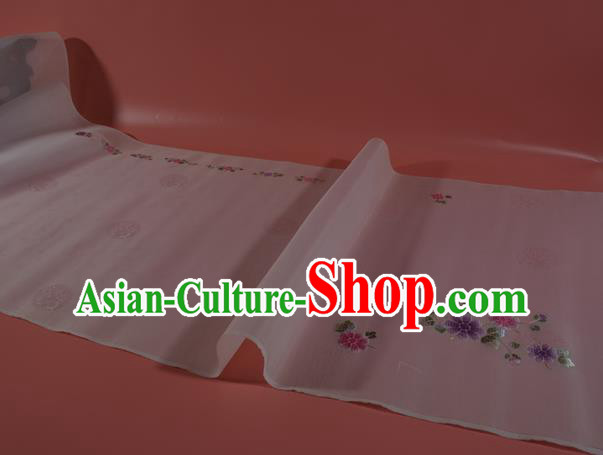 Chinese Traditional Hanfu Dress Light Pink Silk Fabric Classical Embroidered Flowers Silk Material