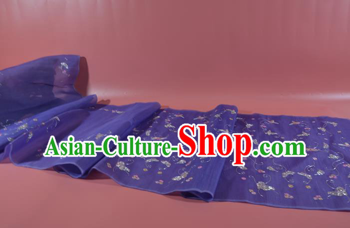 Chinese Classical Violet Natural Silk Material Traditional Hanfu Embroidered Butterfly Silk Fabric