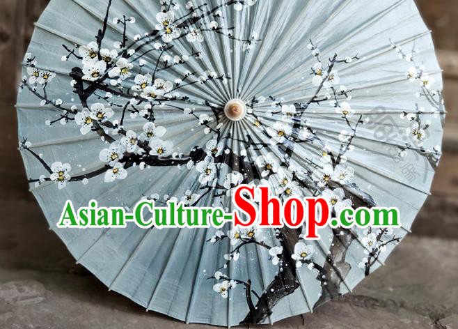 Traditional China Painting Plum Blossom Oil Umbrella Blue Bumbershoot Paper Umbrella Handmade Umbrellas