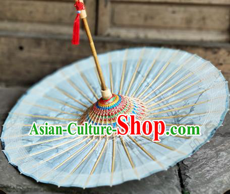 Traditional China Painting Plum Blossom Oil Umbrella Blue Bumbershoot Paper Umbrella Handmade Umbrellas