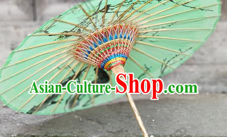 Traditional China Handmade Umbrellas Painting Plum Blossom Oil Umbrella Green Bumbershoot Paper Umbrella