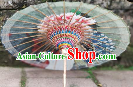 Traditional China Painting Beijing Opera Oil Umbrella Green Paper Umbrella Handmade Umbrellas Artware