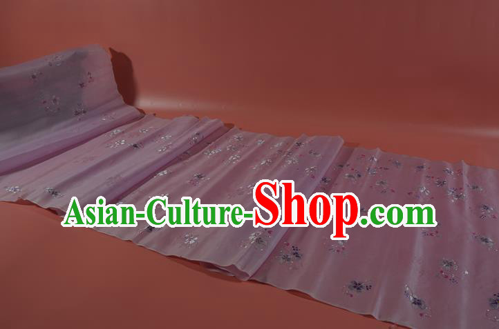 Traditional Korean Hanbok Light Pink Silk Fabric Handmade Embroidered Flowers Silk Textile