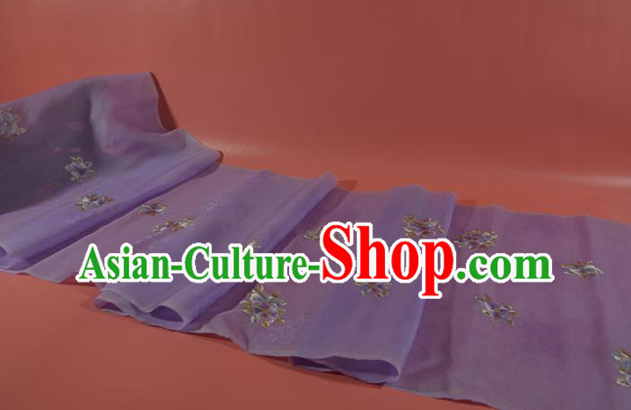 Traditional Korean Hanbok Dress Lilac Silk Fabric Handmade Embroidered Camellia Silk Cloth
