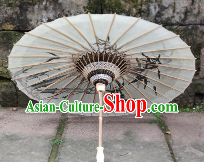 Traditional China White Oil Paper Umbrella Handmade Umbrellas Artware Ink Painting Bamboo Umbrella