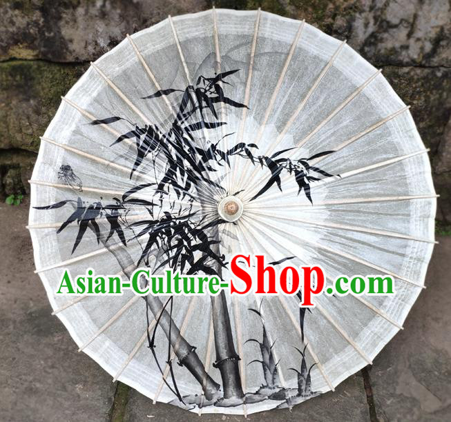 Traditional China White Oil Paper Umbrella Handmade Umbrellas Artware Ink Painting Bamboo Umbrella