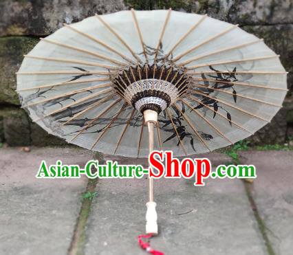 Traditional China White Oil Paper Umbrella Handmade Umbrellas Artware Ink Painting Bamboo Umbrella