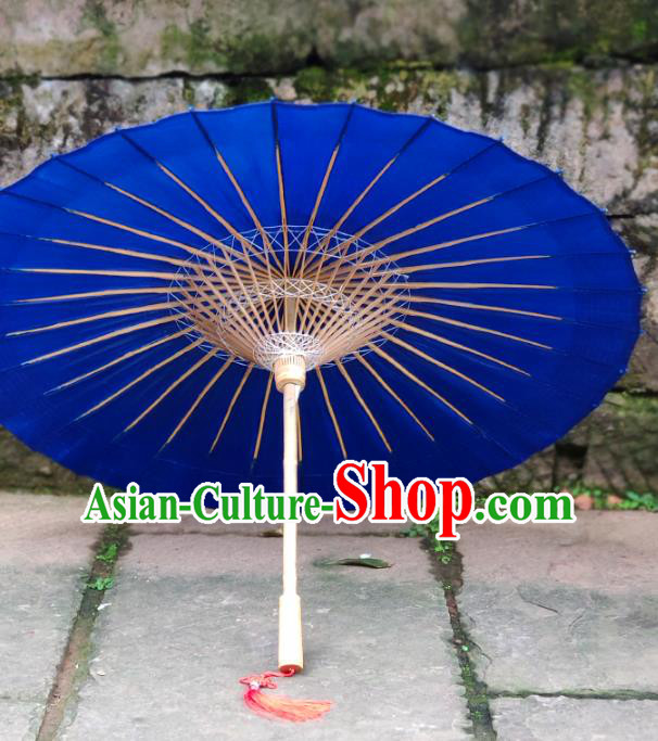Traditional China Hanfu Dance Umbrella Bumbershoot Royalblue Oil Paper Umbrella Handmade Umbrellas Artware