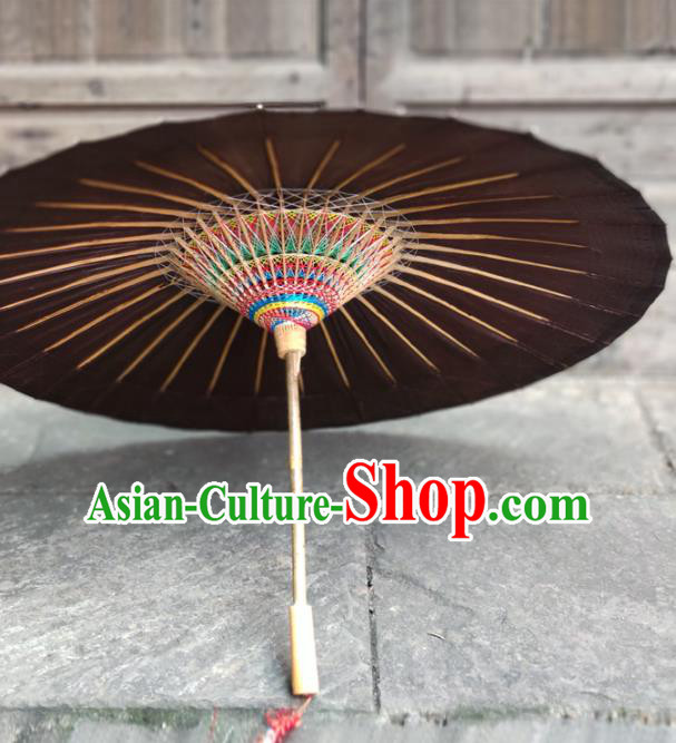 Traditional China Handmade Umbrellas Artware Bumbershoot Brown Oil Paper Umbrella Stage Show Umbrella