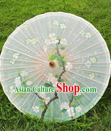 Traditional China Stage Show Umbrella Classical Dance Umbrellas Artware Hand Painting Pear Blossom Oil Paper Umbrella