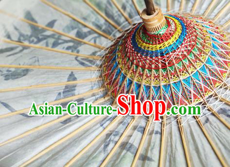 Traditional China White Oil Paper Umbrella Handmade Umbrellas Artware Ink Painting Plum Blossom Umbrella