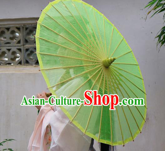 Chinese Classical Dance Umbrella Parasol Traditional Hanfu Green Silk Umbrella