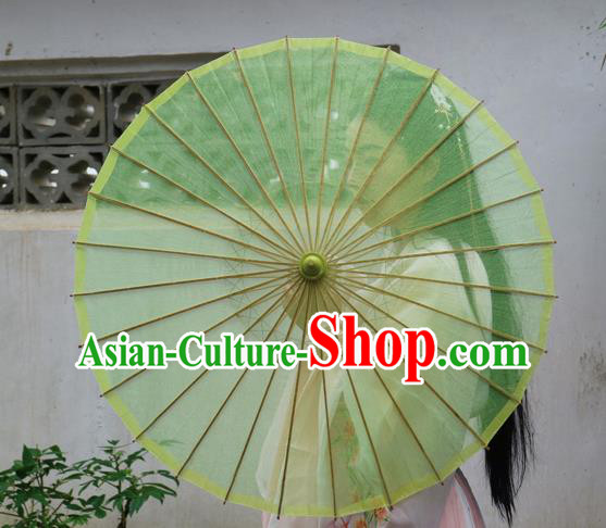 Chinese Classical Dance Umbrella Parasol Traditional Hanfu Green Silk Umbrella