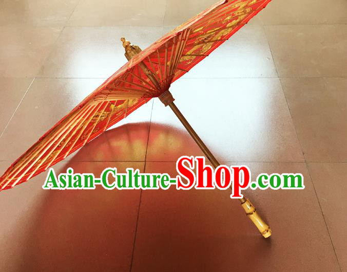 Traditional China Wedding Umbrella Painting Dragon Phoenix Oil Paper Umbrella Handmade Red Umbrellas Artware